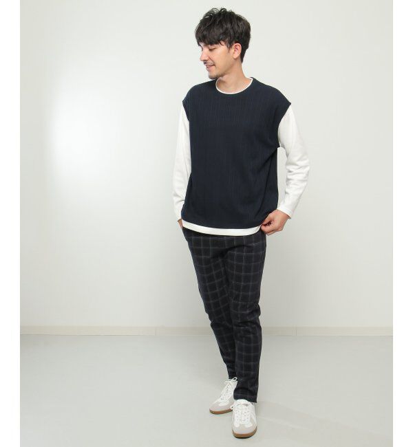 ikka「ランダムジャガードフェイクベストロンT」|Tシャツ・カットソー|