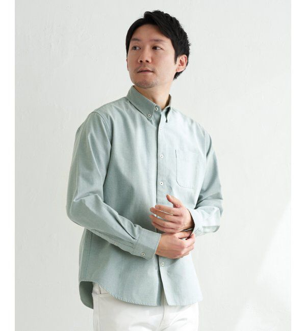 ikka「イージーケアオックスボタンダウンシャツ」|シャツ・ブラウス|グリーン