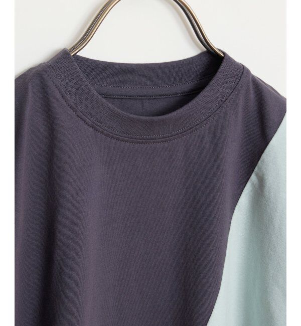 ikka kids「USAコットン 斜め切り替えTシャツ（120~160cm）」|Tシャツ・カットソー|