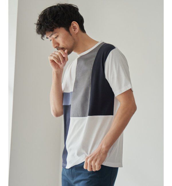 ikka「TRツイル切り替えTシャツ」|Tシャツ・カットソー|