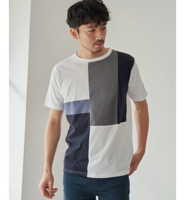 ikka「TRツイル切り替えTシャツ」|Tシャツ・カットソー|