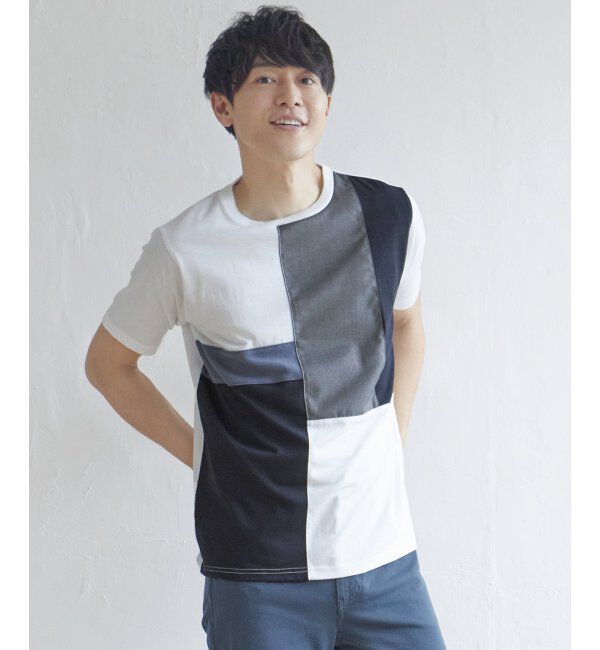 ikka「TRツイル切り替えTシャツ」|Tシャツ・カットソー|