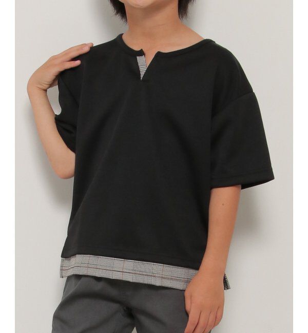ikka kids「キーネックチェックレイヤードT（120~160cm）」|Tシャツ・カットソー|