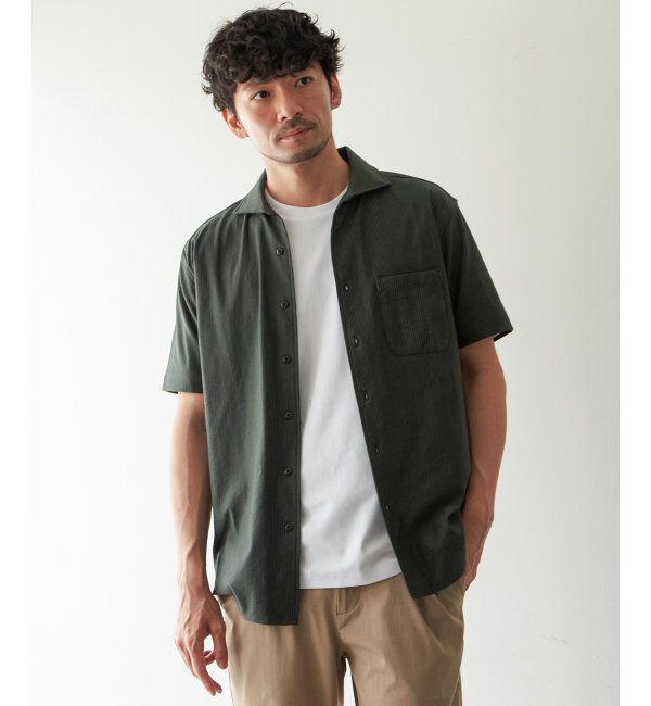 IKKA LOUNGE「ドライラックスフルオープンポロシャツ」|Tシャツ・カットソー|オリーブ