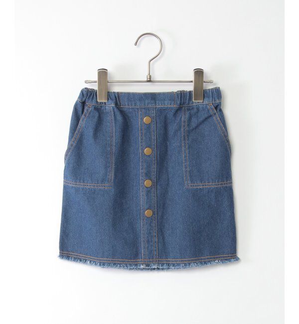ikka kids「フリンジ前ボタンデニムスカート（120~160cm）」|スカート|