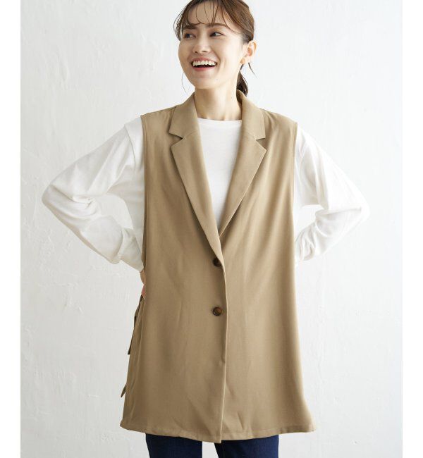 ikka「サイドベルトテーラードジレ」|ダウンベスト・ベスト|