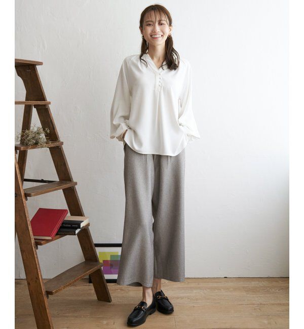 ikka「サイドベルトワイドパンツ」|その他|