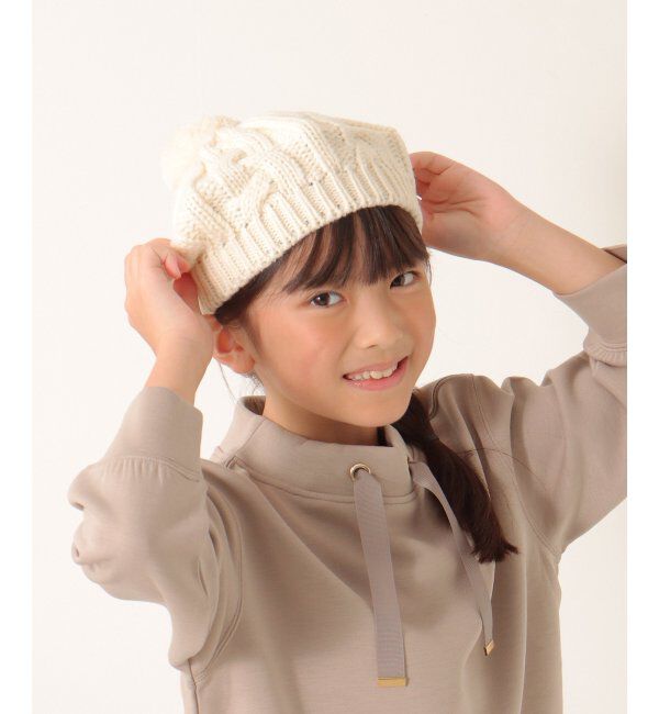 ikka kids「ケーブルニットベレー帽」|その他|ベージュ