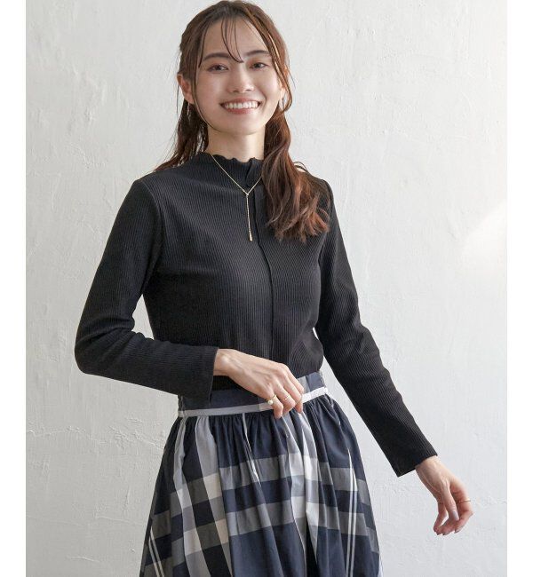 ikka「前後2WAY三角テレコ長袖T」|Tシャツ・カットソー|ブラック