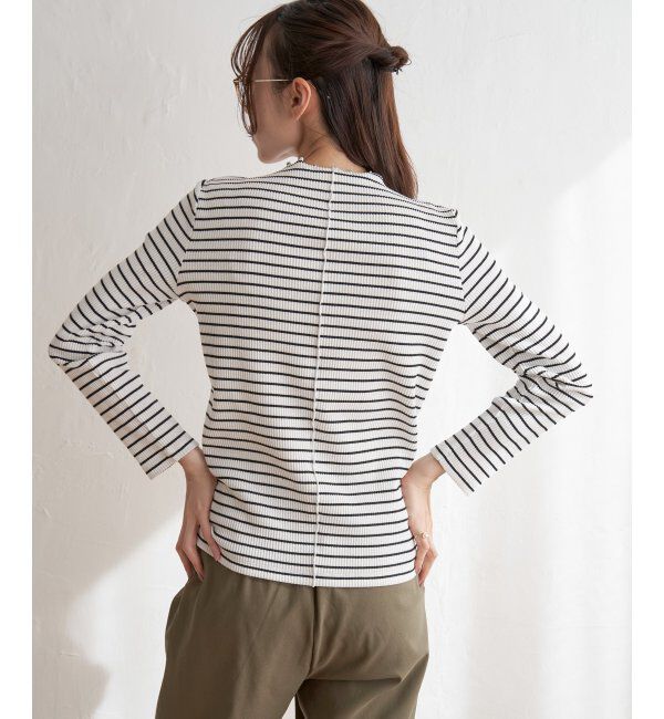 ikka「前後2WAY三角テレコ長袖T」|Tシャツ・カットソー|