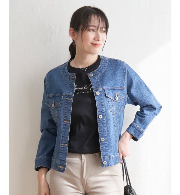 ikka「ストレッチノーカラーデニムGジャン」|その他|