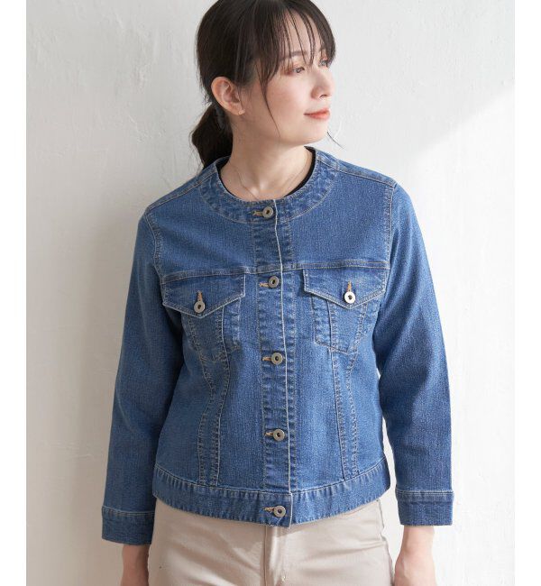 ikka「ストレッチノーカラーデニムGジャン」|その他|