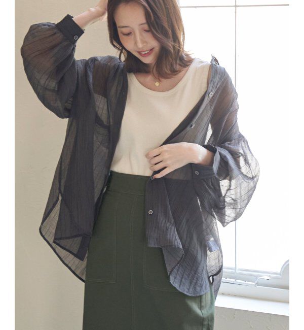 ikka「バックシャーリングシアーシャツ」|シャツ・ブラウス|