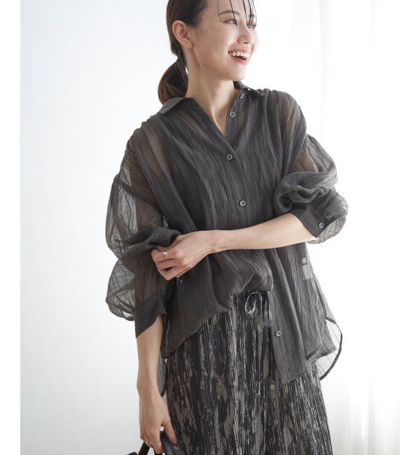 ikka「バックシャーリングシアーシャツ」|シャツ・ブラウス|