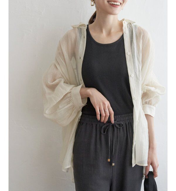 ikka「バックシャーリングシアーシャツ」|シャツ・ブラウス|