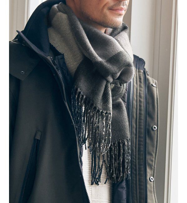 ikka「リバーシブルチェックマフラー」|マフラー|ブラック