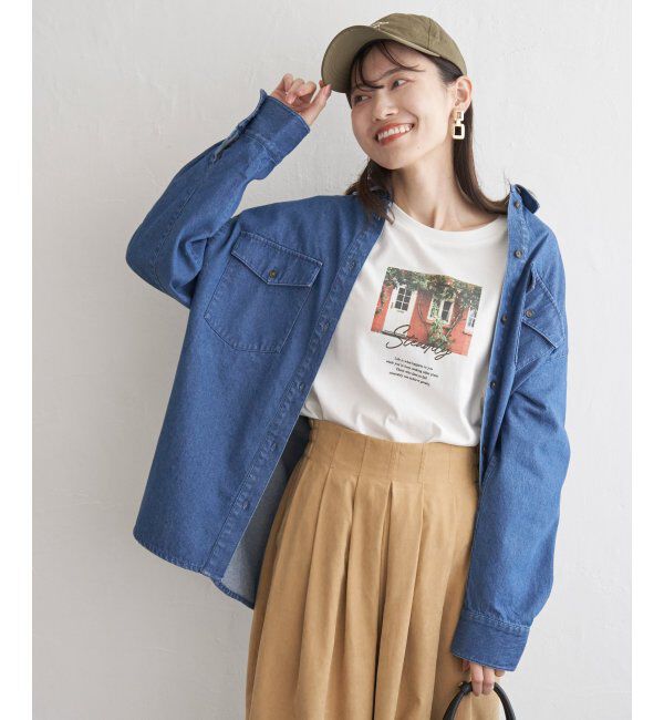 ikka「オーバーシャツ」|シャツ・ブラウス|ブルー