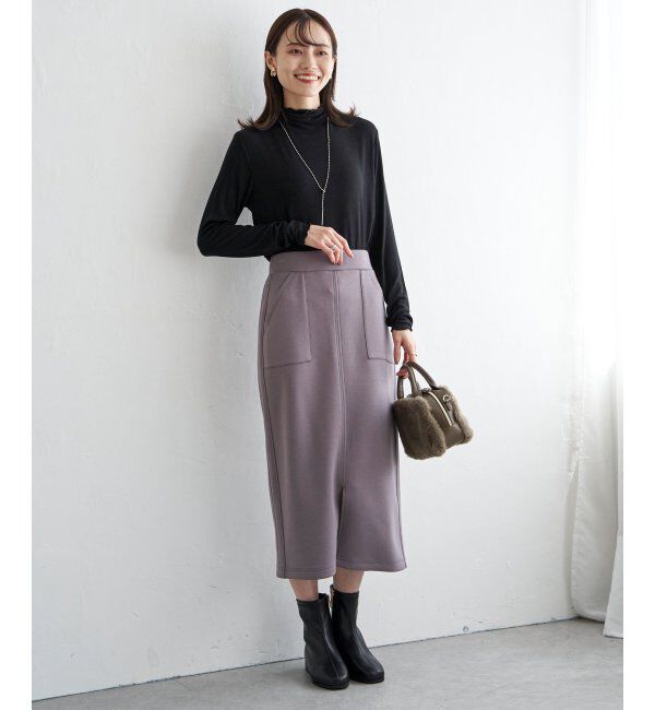 ikka「ハイネックテレコ長袖プルオーバー」|Tシャツ・カットソー|