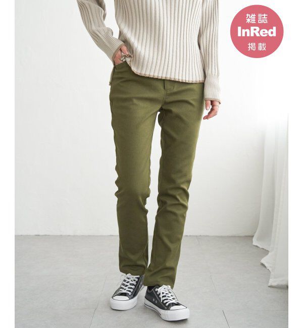 ikka「ボンディングスキニーパンツ」|その他|カーキ