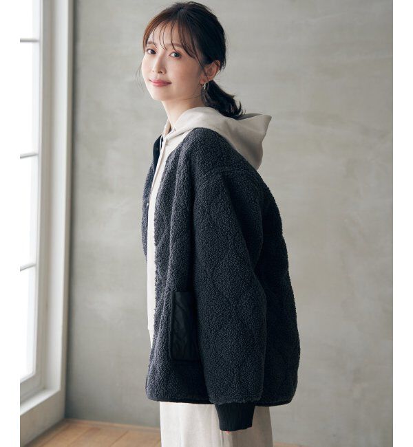 ikka「キルトボアリバーシブルブルゾン」|ブルゾン・スタジャン|