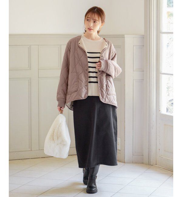 ikka「キルトボアリバーシブルブルゾン」|ブルゾン・スタジャン|