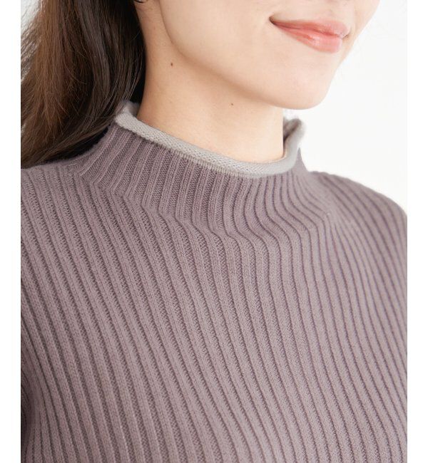 ikka「配色ワイドリブニットプルオーバー」|プルオーバー|