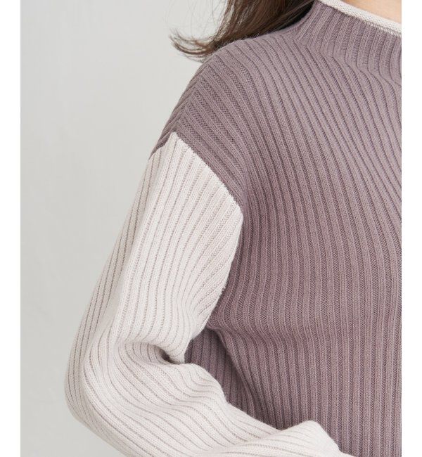 ikka「配色ワイドリブニットプルオーバー」|プルオーバー|