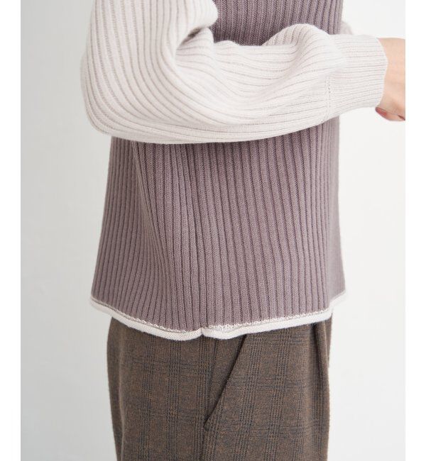 ikka「配色ワイドリブニットプルオーバー」|プルオーバー|