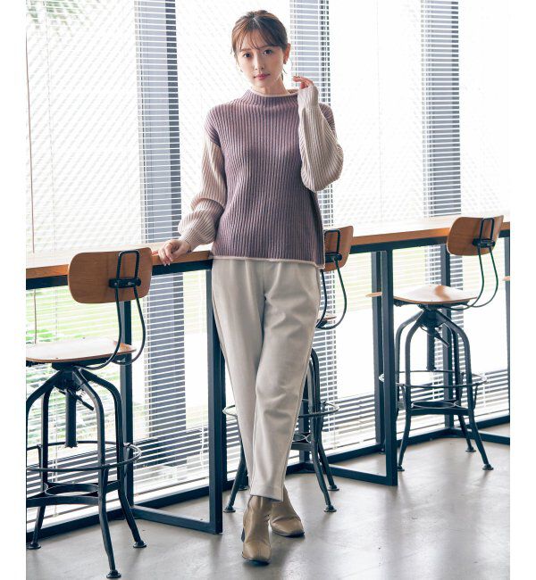 ikka「配色ワイドリブニットプルオーバー」|プルオーバー|