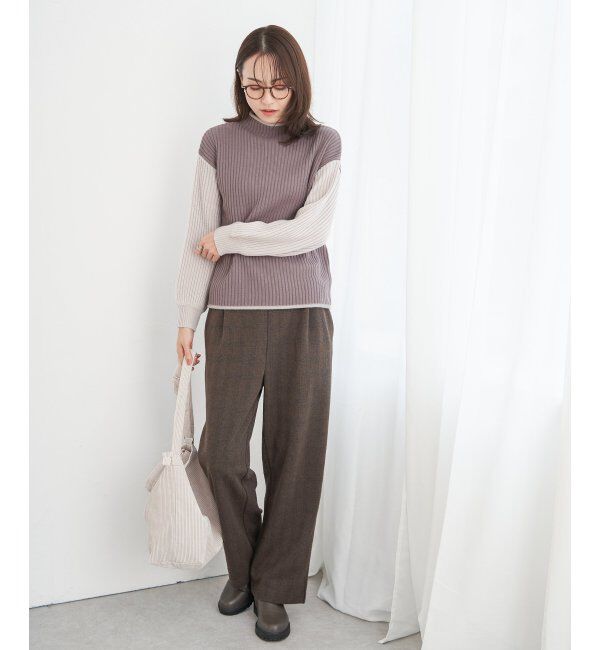 ikka「配色ワイドリブニットプルオーバー」|プルオーバー|