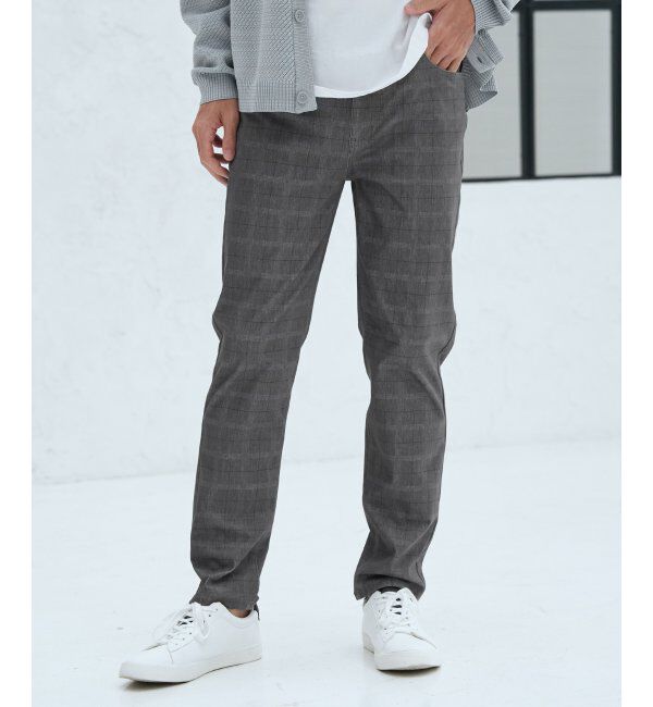 ikka「GOKU楽パンツ EASY STRETCH チェック5ポケット」|その他|グレー