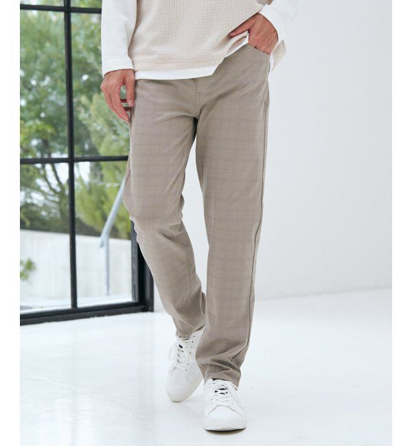 ikka「GOKU楽パンツ EASY STRETCH チェック5ポケット」|その他|ベージュ