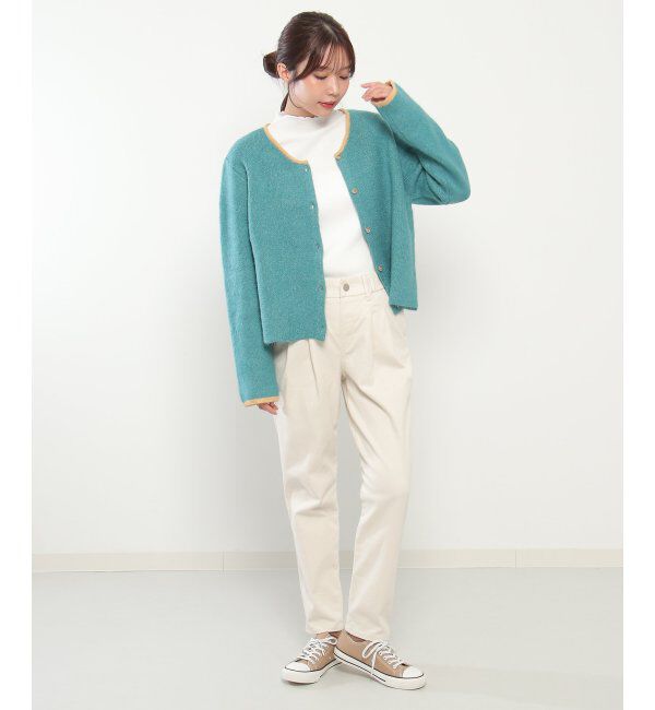 Lbc with Life「配色ニットショートカーディガン」|カーディガン|