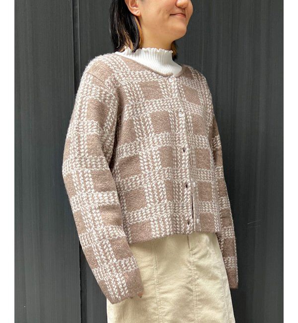 Lbc with Life「配色ニットショートカーディガン」|カーディガン|