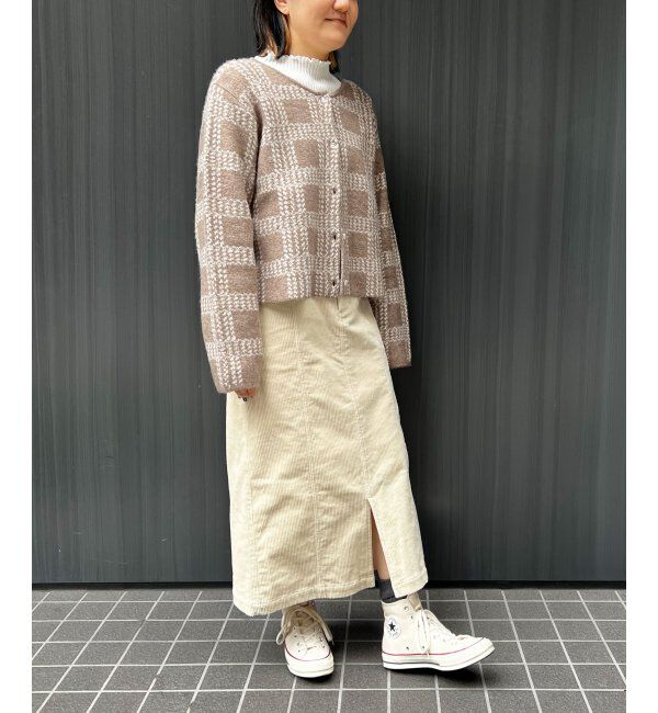 Lbc with Life「配色ニットショートカーディガン」|カーディガン|