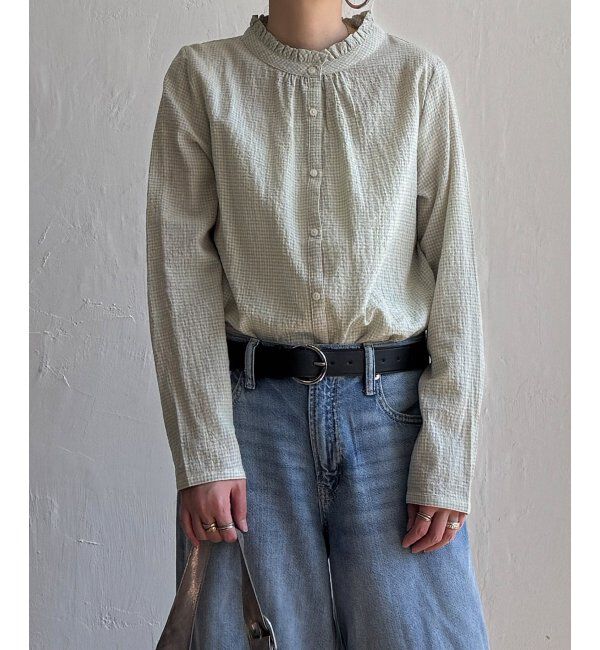 Lbc with Life「オーガニックコットン襟フリルブラウス」|シャツ・ブラウス|イエロー