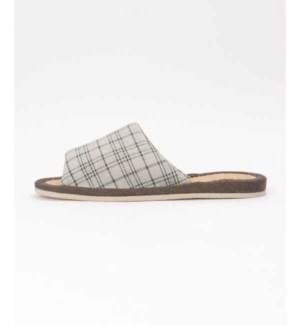 Lbc with Life「茶竹チェック柄スリッパ」|ルームシューズ|