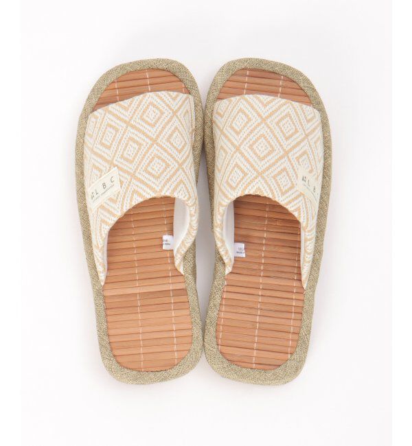 Lbc with Life「茶竹厚底幾何学スリッパ」|ルームシューズ|