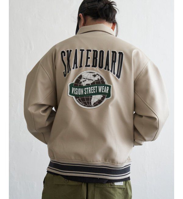 VENCE share style「【ユニセックス】VISION STREET WEAR ビジョンストリートウェア フェイクレザーブルゾン」|ブルゾン・スタジャン|オフホワイト