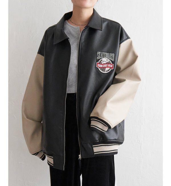 VENCE share style「【ユニセックス】VISION STREET WEAR ビジョンストリートウェア フェイクレザーブルゾン」|ブルゾン・スタジャン|
