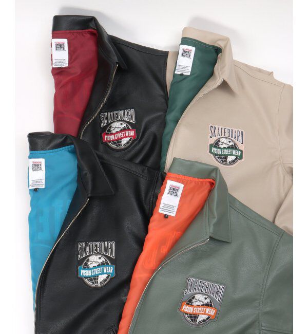 VENCE share style「【ユニセックス】VISION STREET WEAR ビジョンストリートウェア フェイクレザーブルゾン」|ブルゾン・スタジャン|