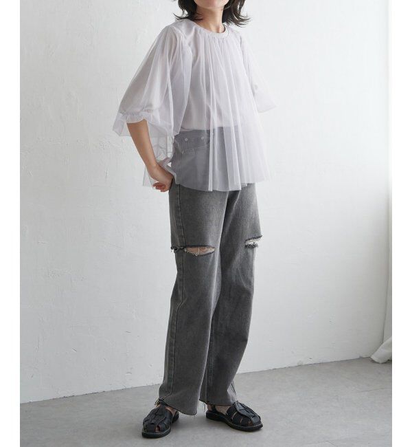 VENCE share style「チュールギャザーブラウス」|シャツ・ブラウス|