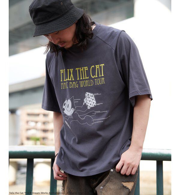 VENCE share style「&rdquo;Felix the cat&rdquo; フィリックス・ザ・キャット / ラグランTシャツ」|Tシャツ・カットソー|チャコール