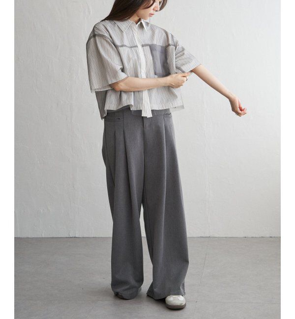 VENCE share style「ストライプチュールカブセSSシャツ」|シャツ・ブラウス|