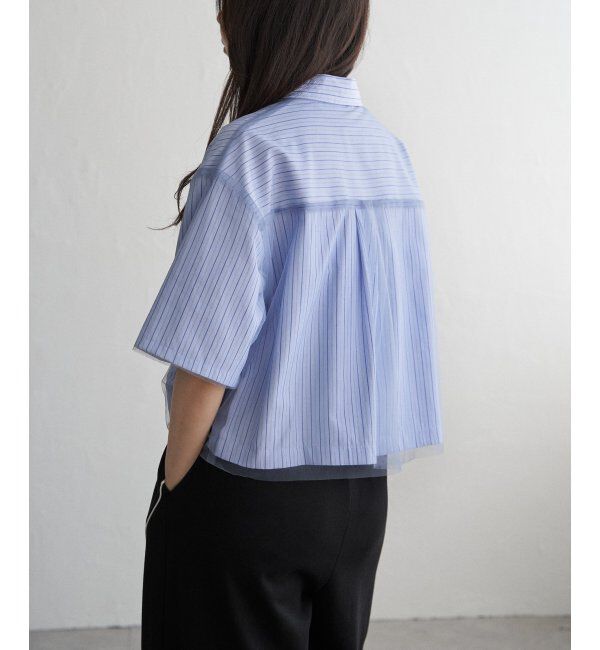 VENCE share style「ストライプチュールカブセSSシャツ」|シャツ・ブラウス|