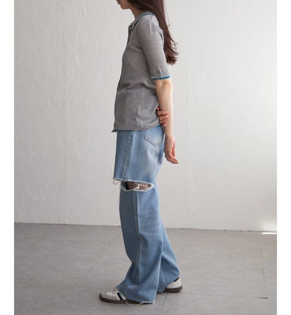 VENCE share style「麻タッチ襟付きカーディガン」|カーディガン|