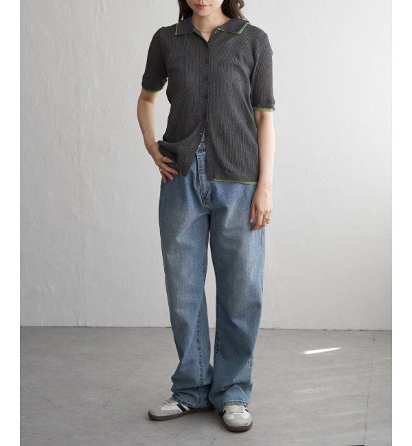 VENCE share style「麻タッチ襟付きカーディガン」|カーディガン|