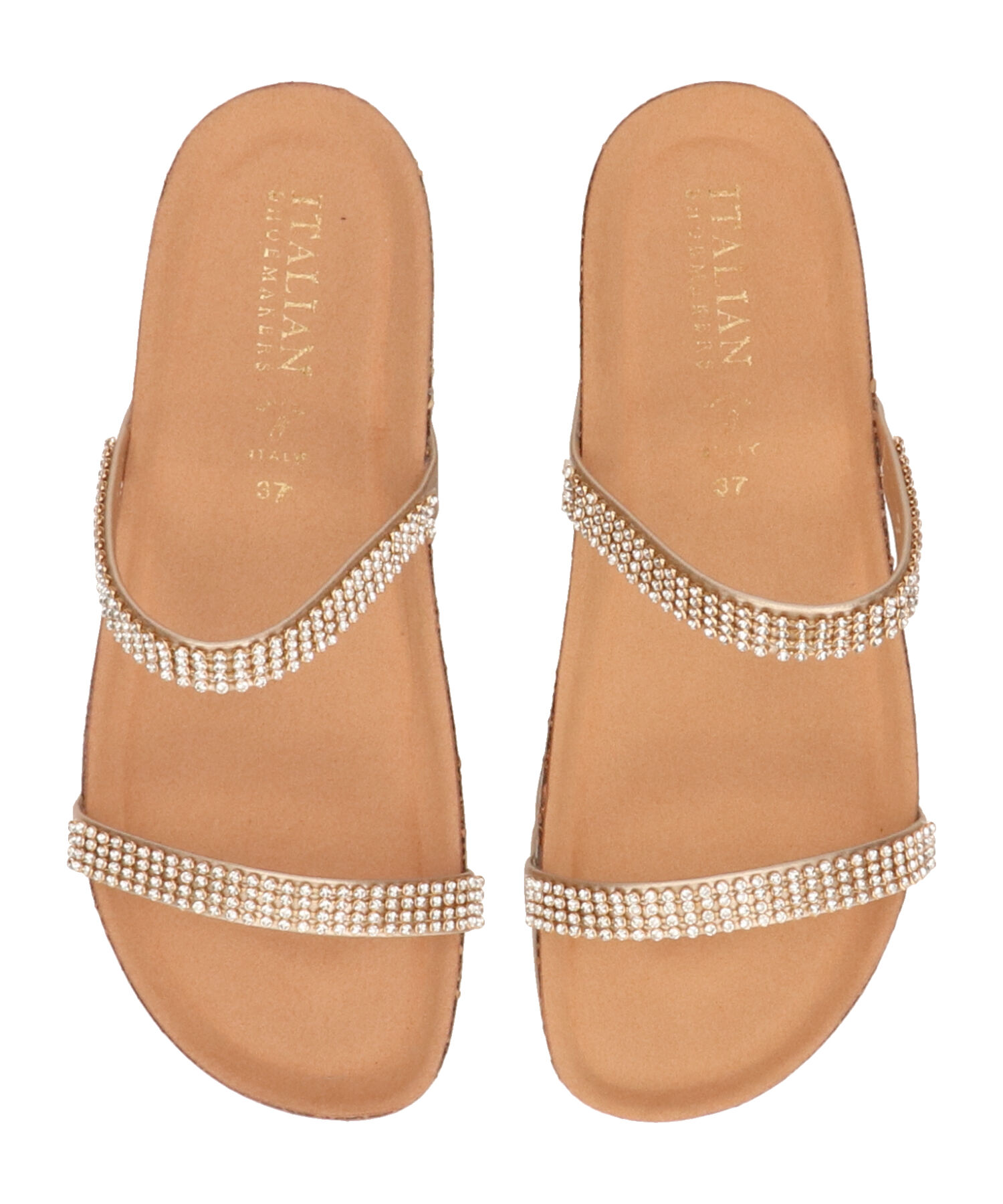 IMPORT SELECT「【ITALIAN SHOEMAKERS】ダブルラインストーンクッションインソールサンダル(952210)」|サンダル|