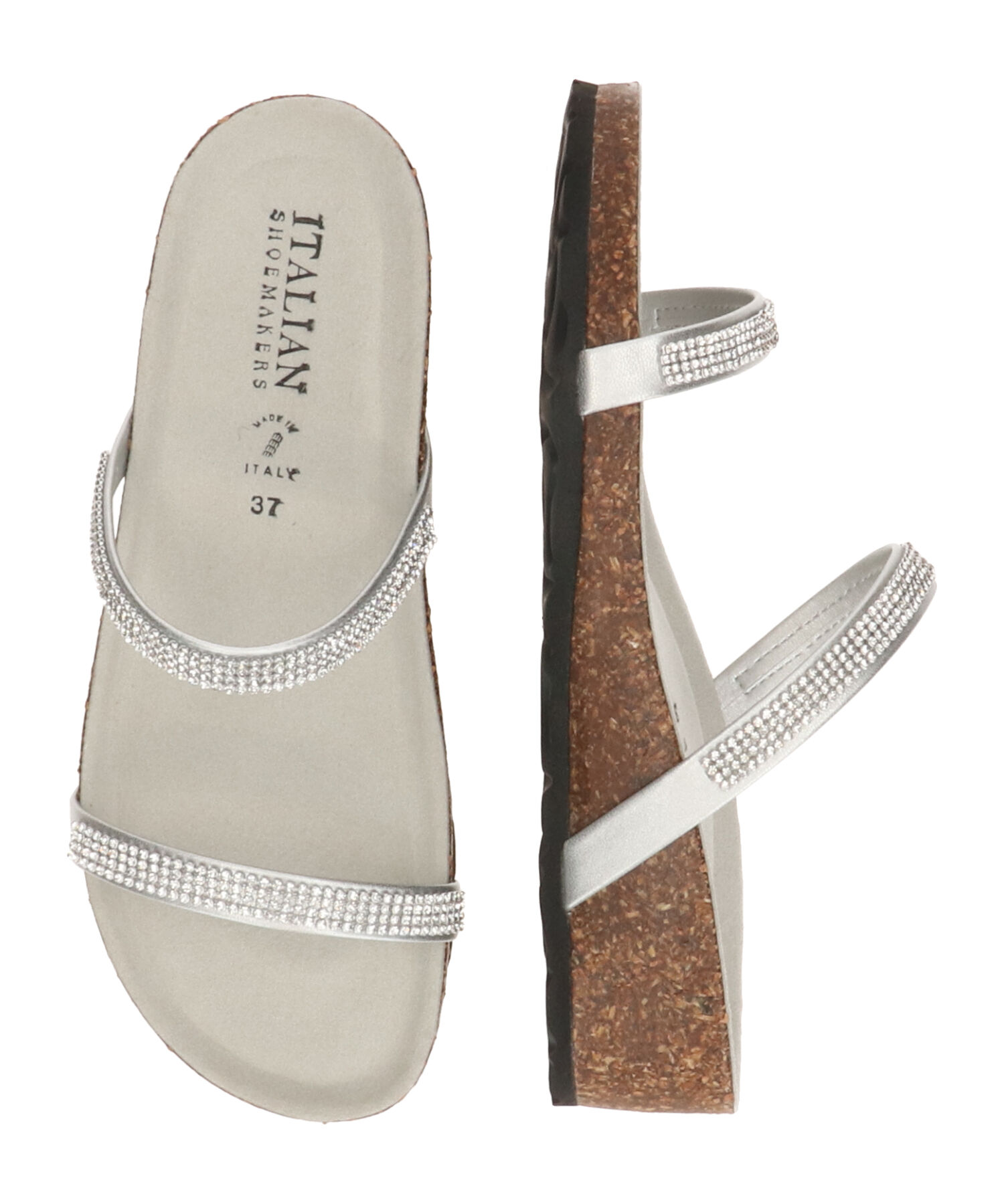 IMPORT SELECT「【ITALIAN SHOEMAKERS】ダブルラインストーンクッションインソールサンダル(952210)」|サンダル|