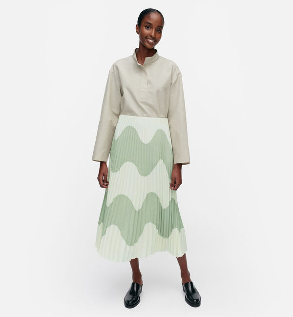 Marimekko「Piiru Lokki スカート」|スカート|ｸﾞﾚｲｯｼｭｸﾞﾘｰﾝ&times;ﾎﾜｲﾄ